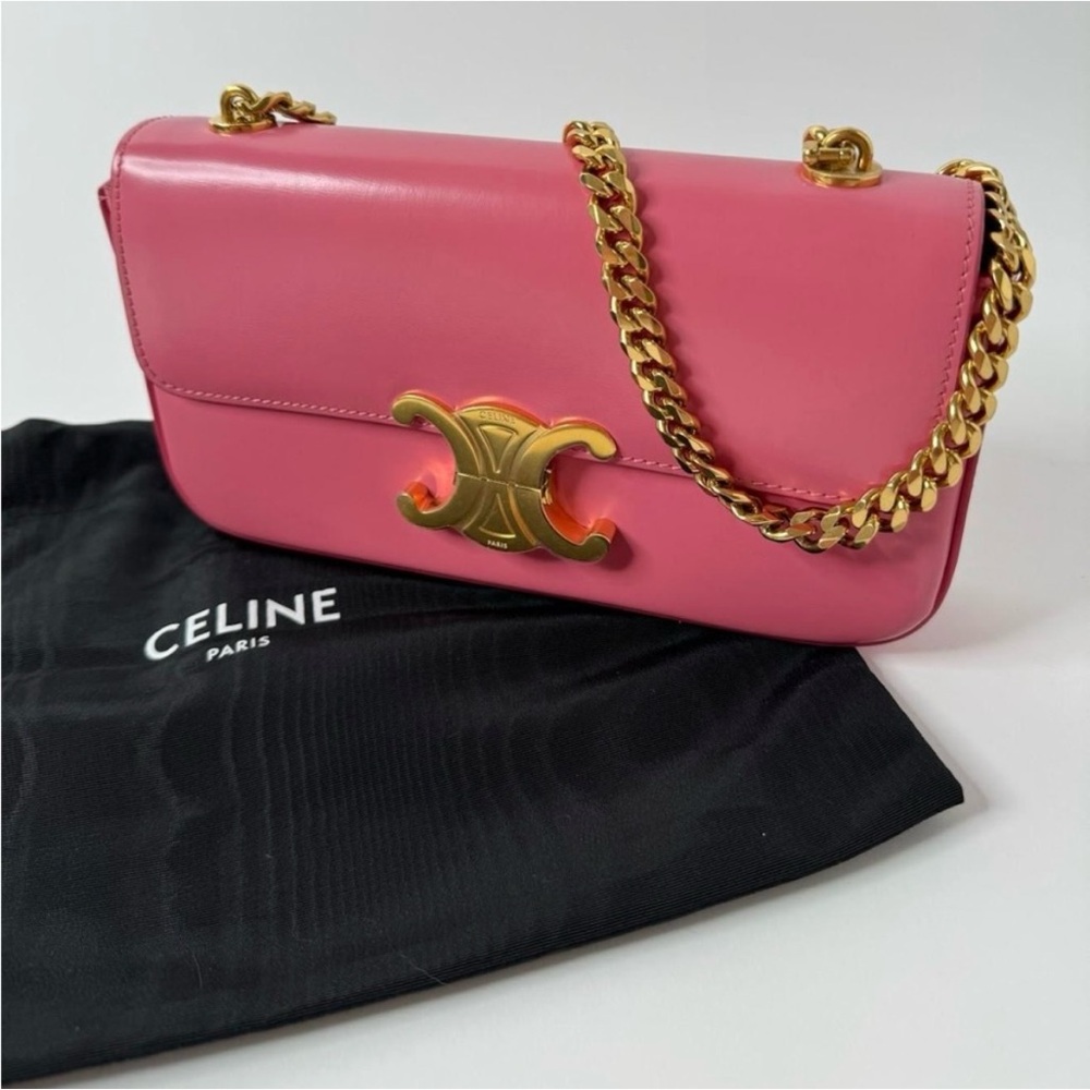 Celine Vibrant Pink Clutch with Gold Chain - Picture 2 of 10